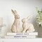 Beige Easter Bunny Decor – Set of 2 Resin Rabbit Figurines with Stone-Look Finish, Vintage Bunnies for Spring Table Centerpiece, Rustic Farmhouse Home, Mantel & Shelf Décor